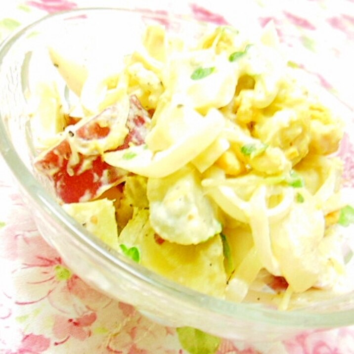 ❤薩摩芋と玉葱と貝割れと茹で卵のスパイス・サラダ❤